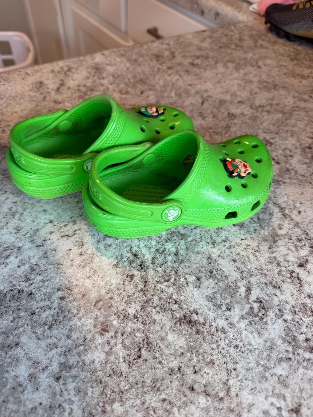 Crocs Classic Clogs Lime Green with Super Mario Jibbitz - Toddler Size 9 (C9)